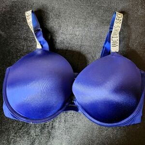 Push up Victoria's Secret blue bra with the gem straps